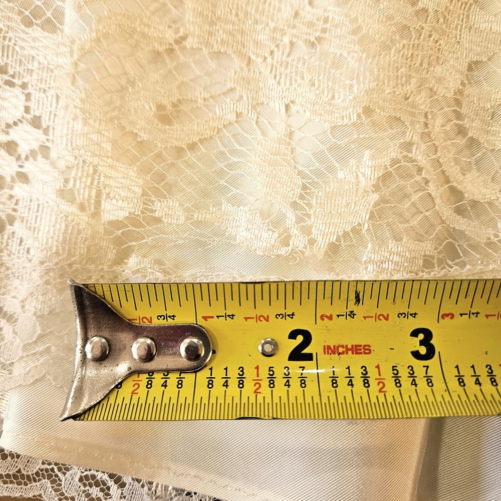 Vtg USA Shuet Young Ivory Lace Sequins Victorian Midi Dress Size 5-6 Cottagecore - Picture 13 of 16